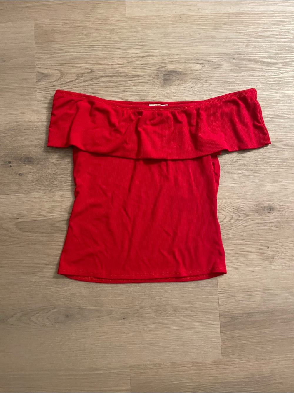 T.J.Maxx Red Off-Shoulder Ruffle Top